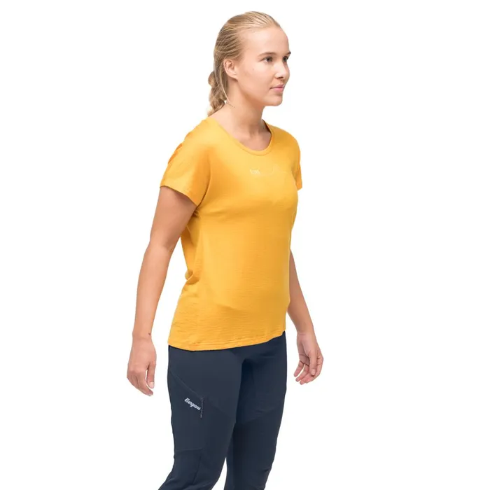 Bergans Of Norway TShirts Tind Crux Merino Tee Marigold Yellow Buttercup Yellow Moon Peak 8211 Women