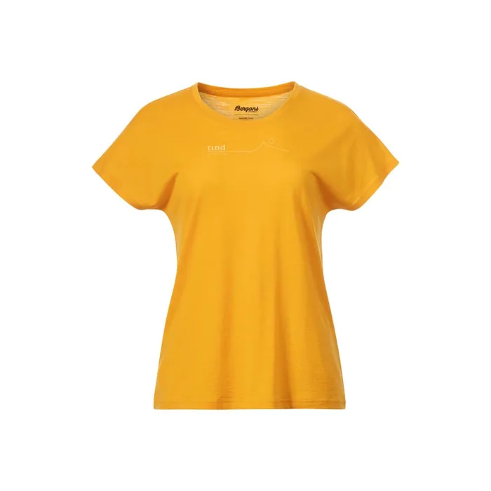 Bergans Of Norway TShirts Tind Crux Merino Tee Marigold Yellow Buttercup Yellow Moon Peak 8211 Women