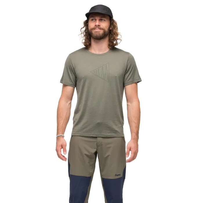 Bergans Of Norway TShirts Vaagaa Adventure Merino Tee Green Mud 8211 Men