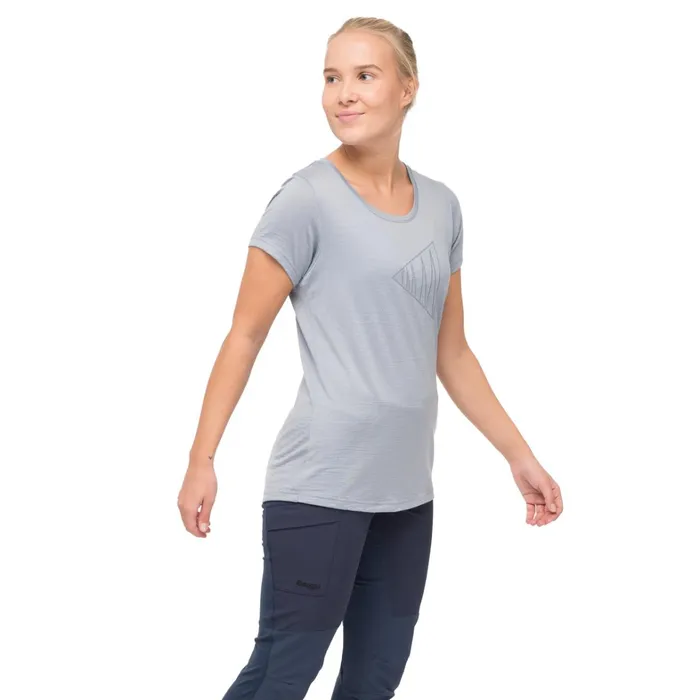 Bergans Of Norway TShirts Vaagaa Adventure Merino Tee Husky Blue 8211 Women