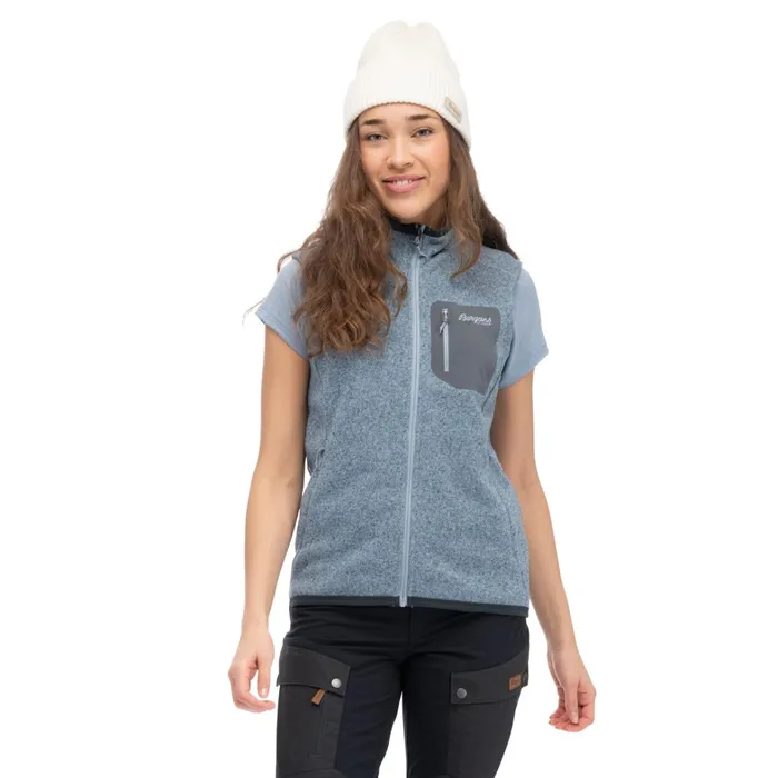 Bergans Of Norway Vests Kamphaug Knitted Vest Husky Blue 8211 Women
