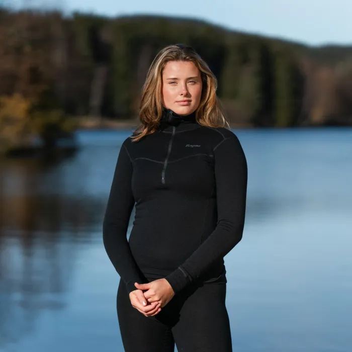 Bergans Of Norway Wool Longsleeved Shirts InnerDual Merino Half Zip Black 8211 Women