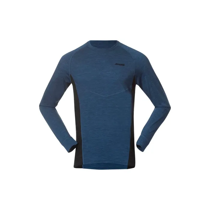 Bergans Of Norway Wool Longsleeved Shirts InnerLight Long Sleeve Orion Blue Solid Charcoal 8211 Men