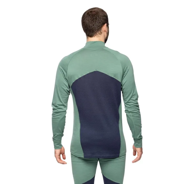 Bergans Of Norway Wool Longsleeved Shirts InnerPure Merino Half Zip Dark Jade Green Navy Blue 8211 Men