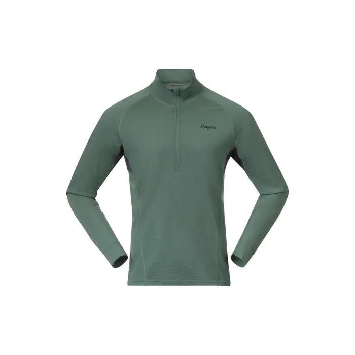 Bergans Of Norway Wool Longsleeved Shirts InnerPure Merino Half Zip Dark Jade Green Navy Blue 8211 Men