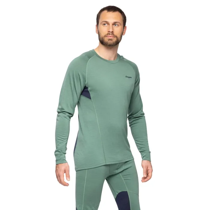 Bergans Of Norway Wool Longsleeved Shirts InnerPure Merino Long Sleeve Dark Jade Green Navy Blue 8211 Men