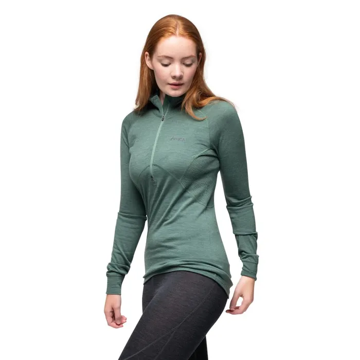 Bergans Of Norway Wool Longsleeved Shirts InnerPure W Half Zip Dark Jade Green 8211 Women Bergans Of Norway Wool Longsleeved Shirts InnerPure W Half Zip Dark Jade Green 8211 Women