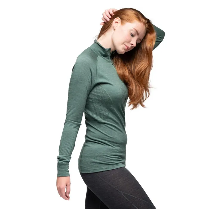 Bergans Of Norway Wool Longsleeved Shirts InnerPure W Half Zip Dark Jade Green 8211 Women