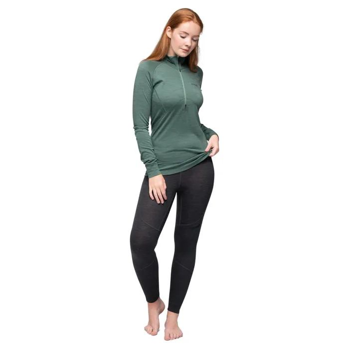 Bergans Of Norway Wool Longsleeved Shirts InnerPure W Half Zip Dark Jade Green 8211 Women