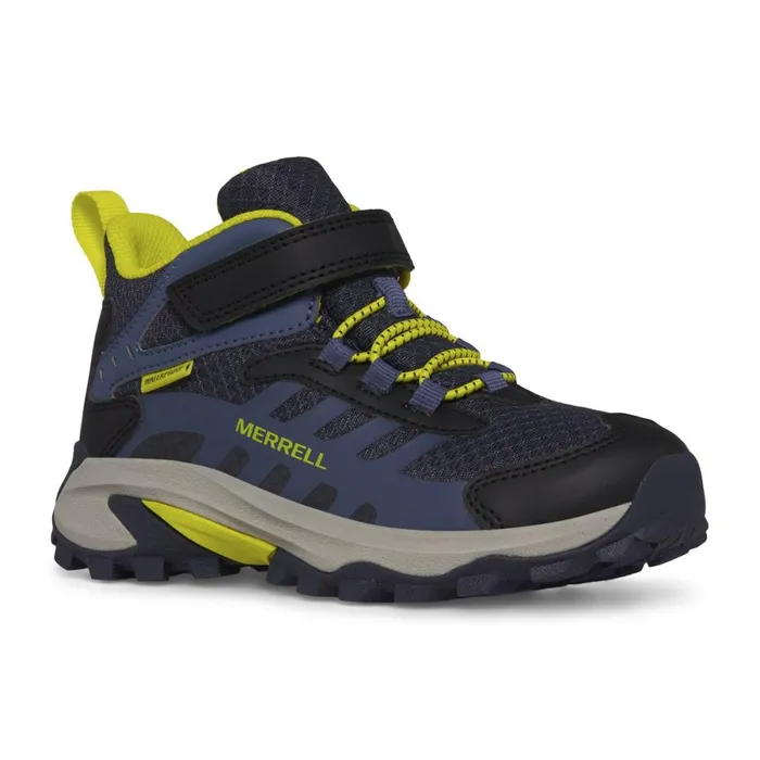 Big Moab Speed Mid 2 AC Waterproof Navyhi Vis Kids Merrell Boots