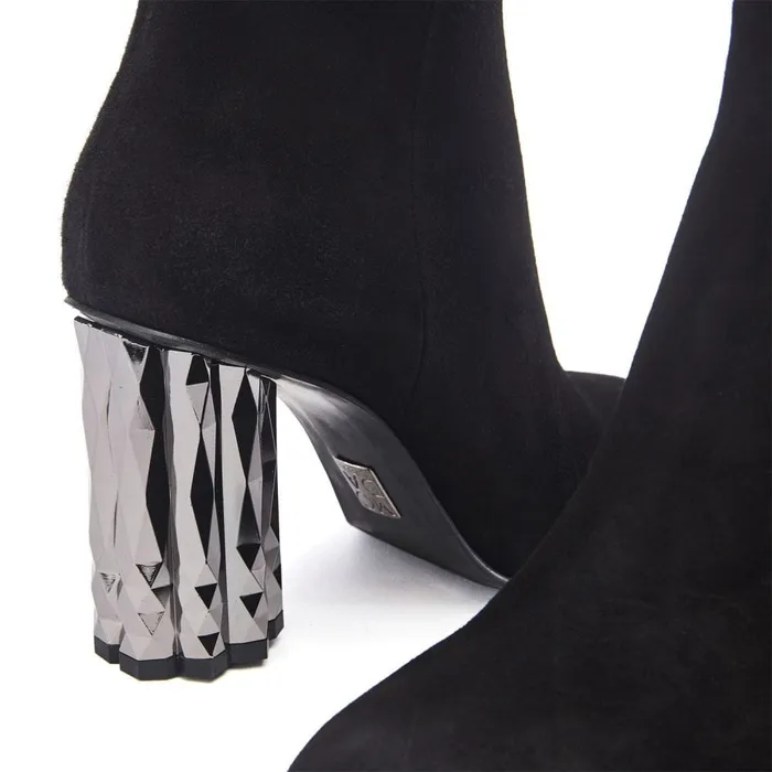 Black Boots Women Moda In Pelle Kiratta Black Suede