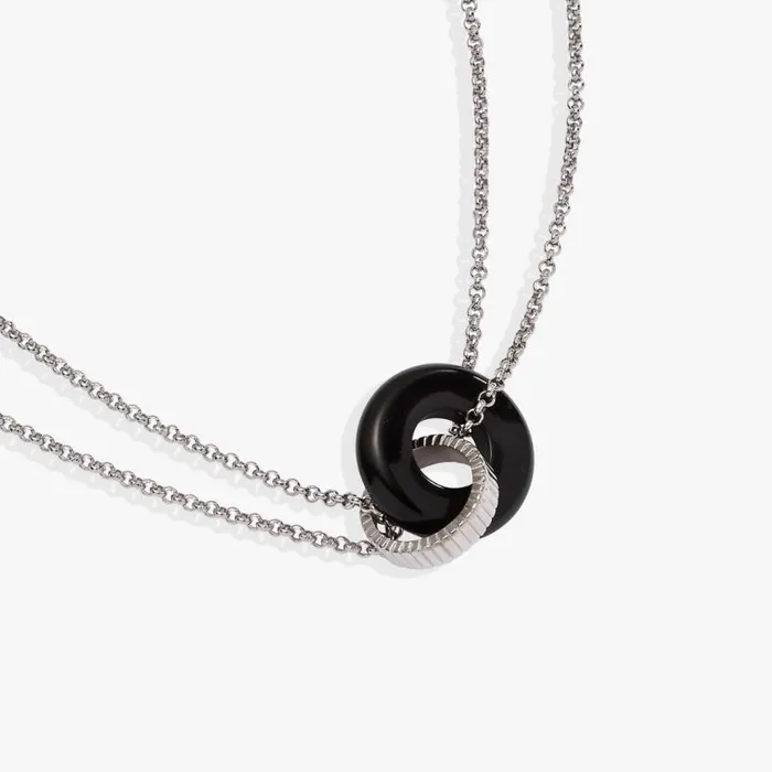 Black Onyx Textured Necklace Stainless Steel Silver Women Alex And Ani Necklaces Black Onyx Textured Necklace Stainless Steel Silver Women Alex And Ani Necklaces