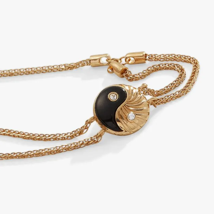 Black Onyx Yin Yang Precious Bracelet 14kt Gold Over Sterling Silver Women Alex And Ani Spiritual Religious