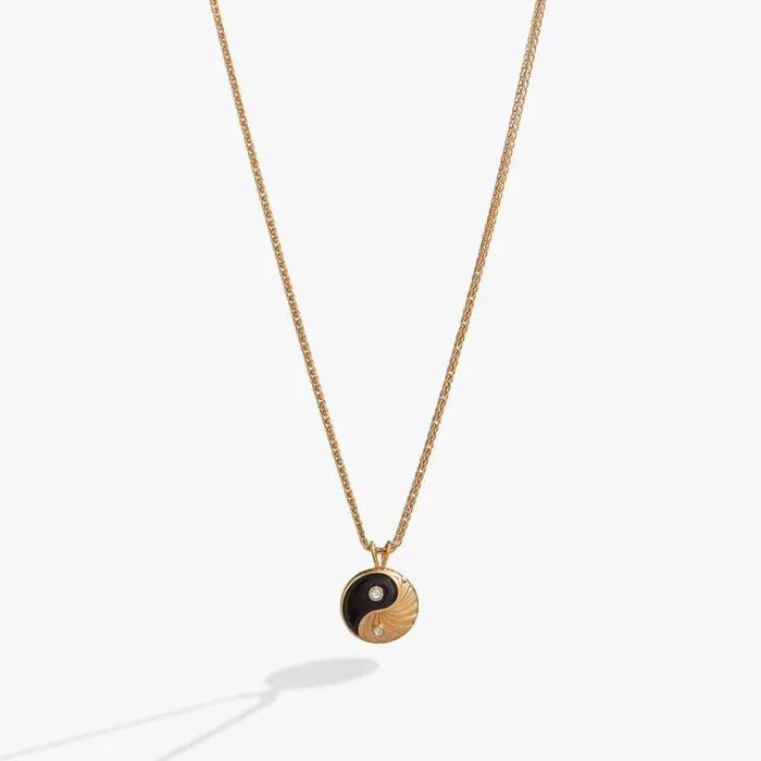 Black Onyx Yin Yang Precious Necklace 14kt Gold Over Sterling Silver Women Alex And Ani Spiritual Religious Black Onyx Yin Yang Precious Necklace 14kt Gold Over Sterling Silver Women Alex And Ani Spiritual Religious