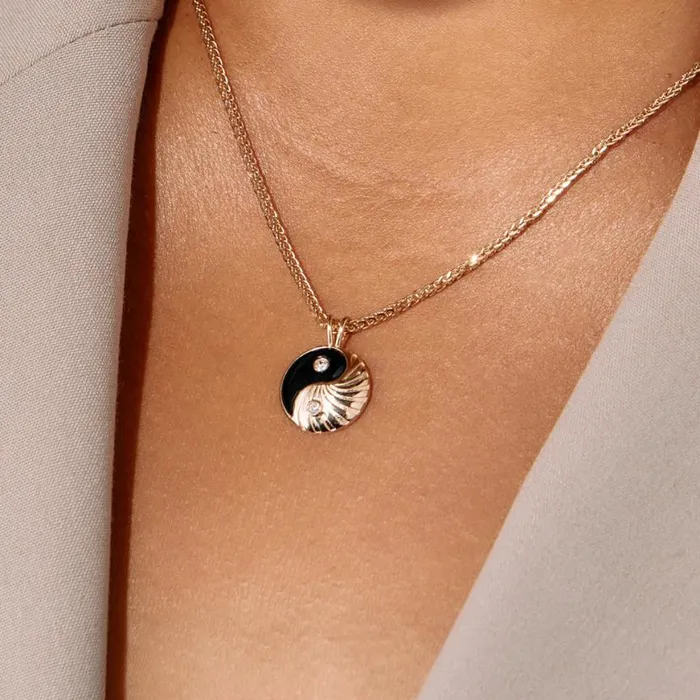 Black Onyx Yin Yang Precious Necklace 14kt Gold Over Sterling Silver Women Alex And Ani Spiritual Religious
