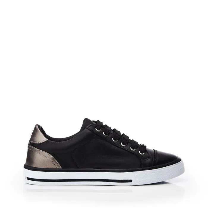 Black Trainers Women Moda In Pelle Amor Black Leather
