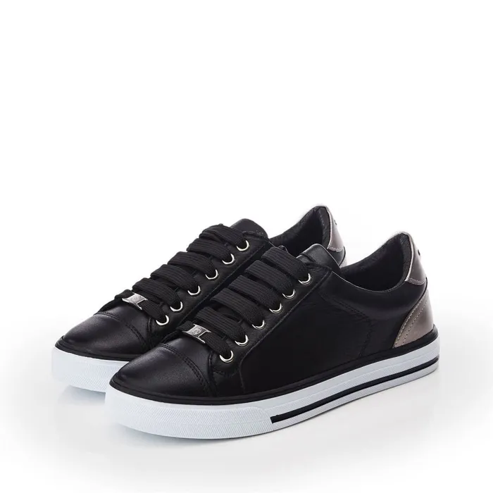 Black Trainers Women Moda In Pelle Amor Black Leather
