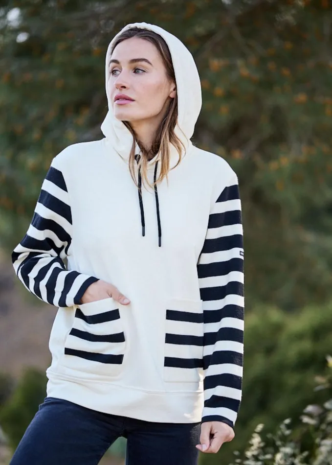 Blizzard Hoodie In Wool And Cotton By Isabelle Ballu Ivoryblack Women Saint James Aw24