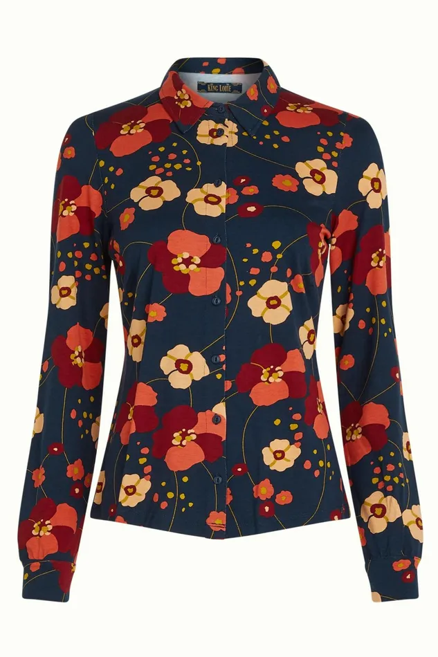 Blouses Women King Louie Blouse Melody Evening Blue 8211 Melody
