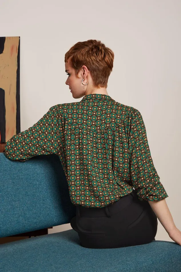 Blouses Women King Louie Edith Blouse Valley Peacock Green 8211 Valley