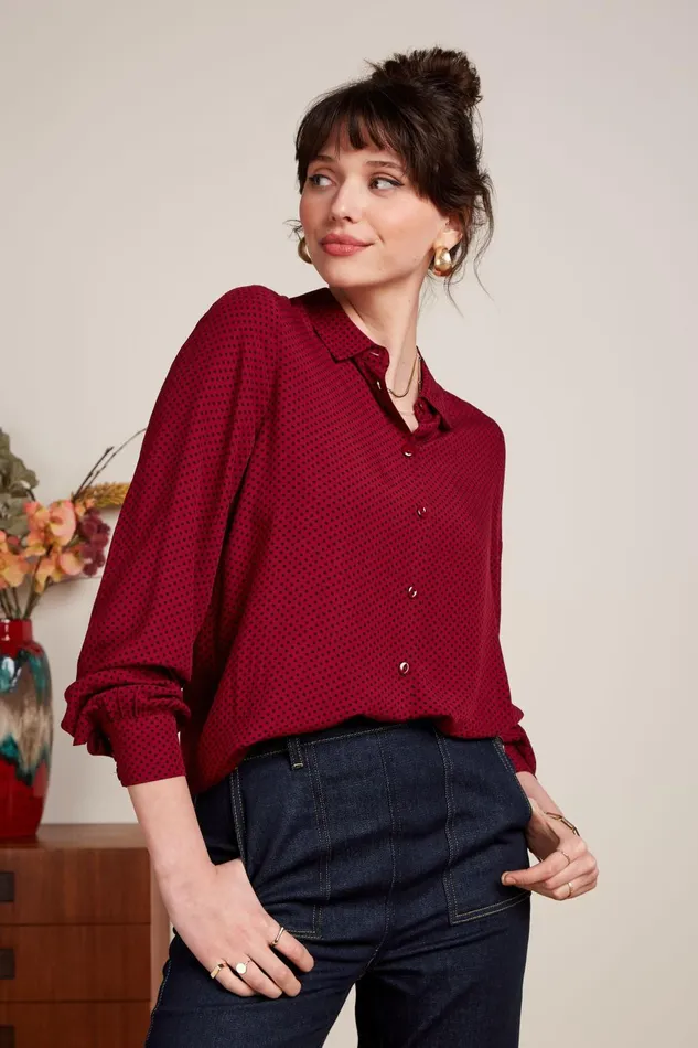 Blouses Women King Louie Maisie Blouse Piper Cabernet Red 8211 Piper