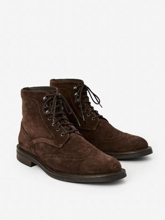 Boots Men JMcLaughlin Harris Wingtip Country Boots Dark Brown