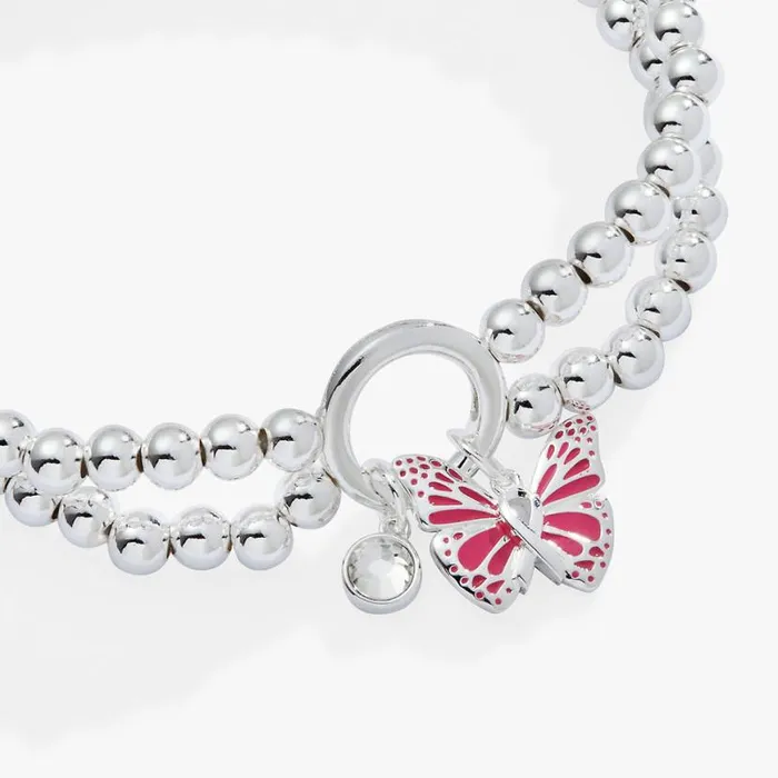 Breast Cancer Awareness Butterfly Stretch Bracelet Silver Women Alex And Ani Growth New Beginnings