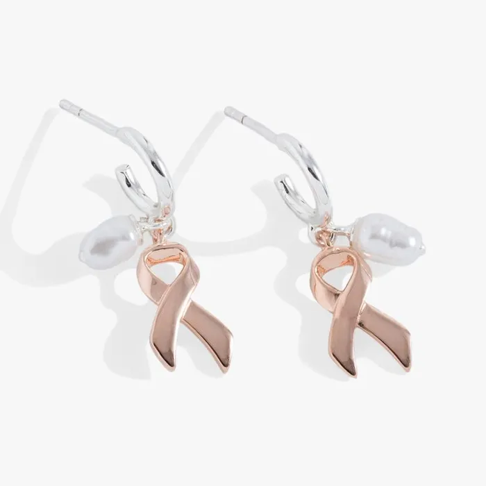 Breast Cancer Awareness Huggie Hoop Two Tone Women Alex And Ani Earrings