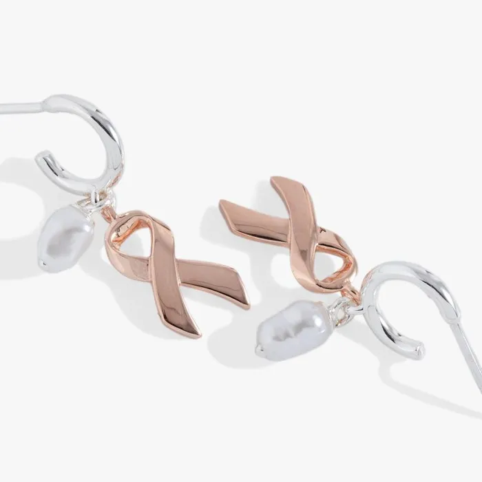Breast Cancer Awareness Huggie Hoop Two Tone Women Alex And Ani Earrings Breast Cancer Awareness Huggie Hoop Two Tone Women Alex And Ani Earrings
