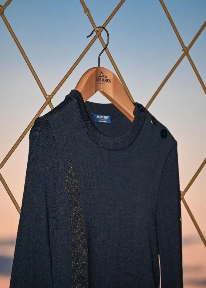 Bregancon Eiffel Breton Sweater With Lurex Eiffel Tower Motif Navybronze Women Saint James Breton Sweaters