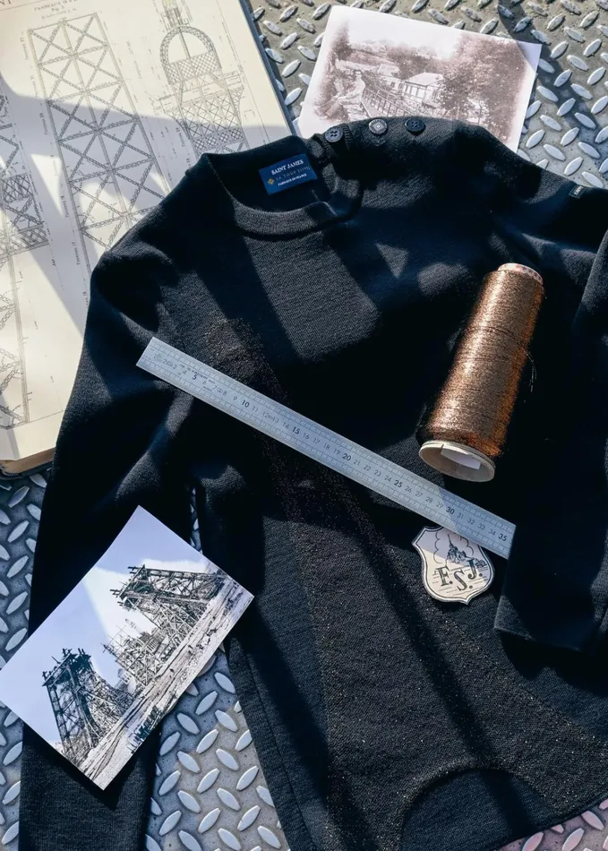 Bregancon Eiffel Breton Sweater With Lurex Eiffel Tower Motif Navybronze Women Saint James Breton Sweaters