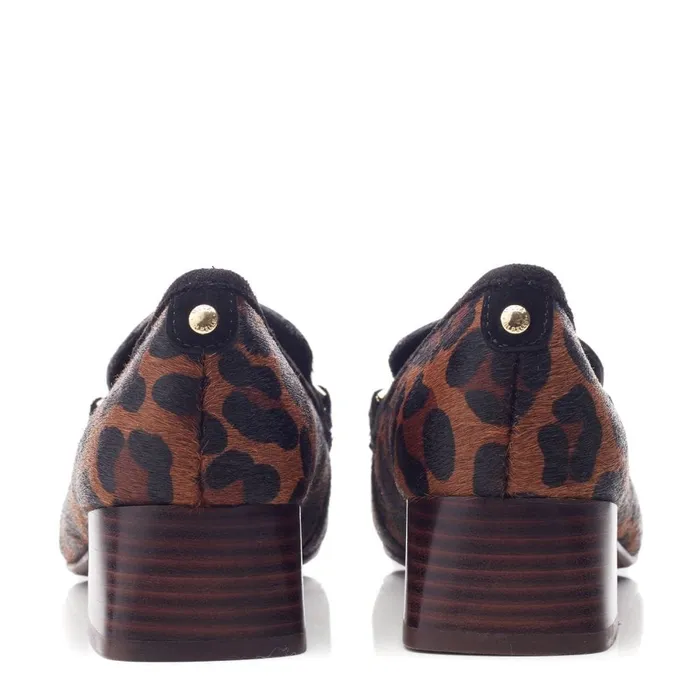 Brogues And Loafers Women Moda In Pelle Coutance Dark Leopard Print Pony