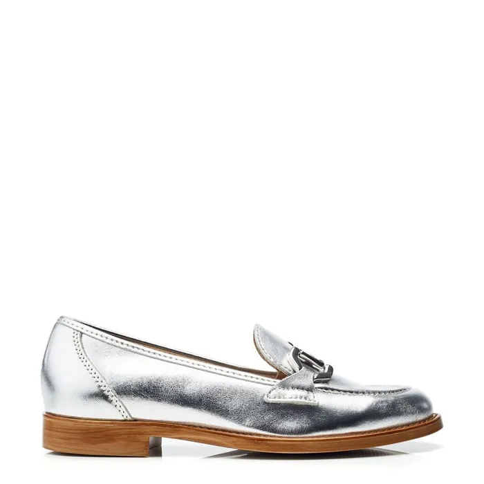 Brogues And Loafers Women Moda In Pelle Elsbeth Silver Leather