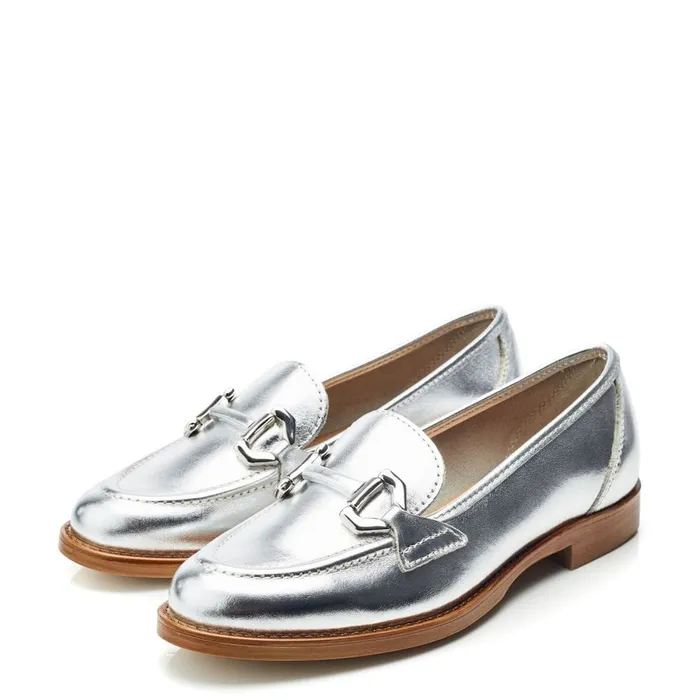 Brogues And Loafers Women Moda In Pelle Elsbeth Silver Leather
