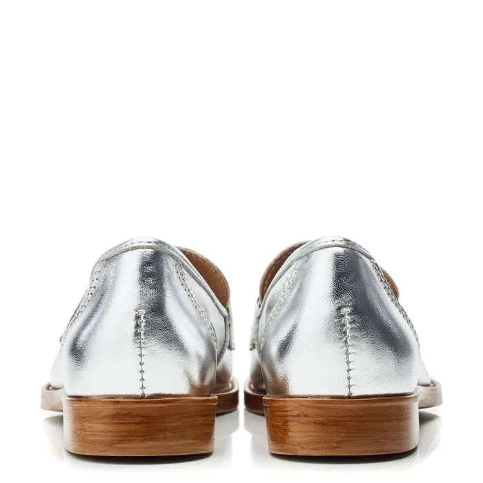 Brogues And Loafers Women Moda In Pelle Elsbeth Silver Leather