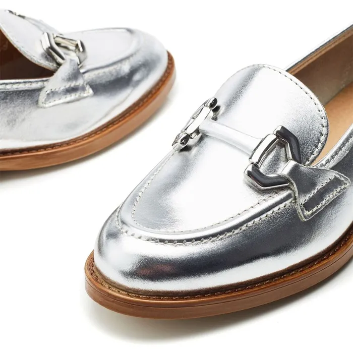 Brogues And Loafers Women Moda In Pelle Elsbeth Silver Leather