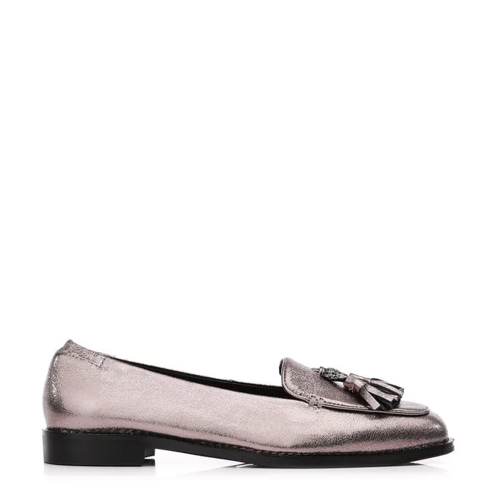 Brogues And Loafers Women Moda In Pelle Emmarose Pewter Leather