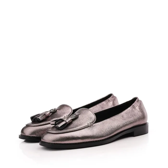Brogues And Loafers Women Moda In Pelle Emmarose Pewter Leather