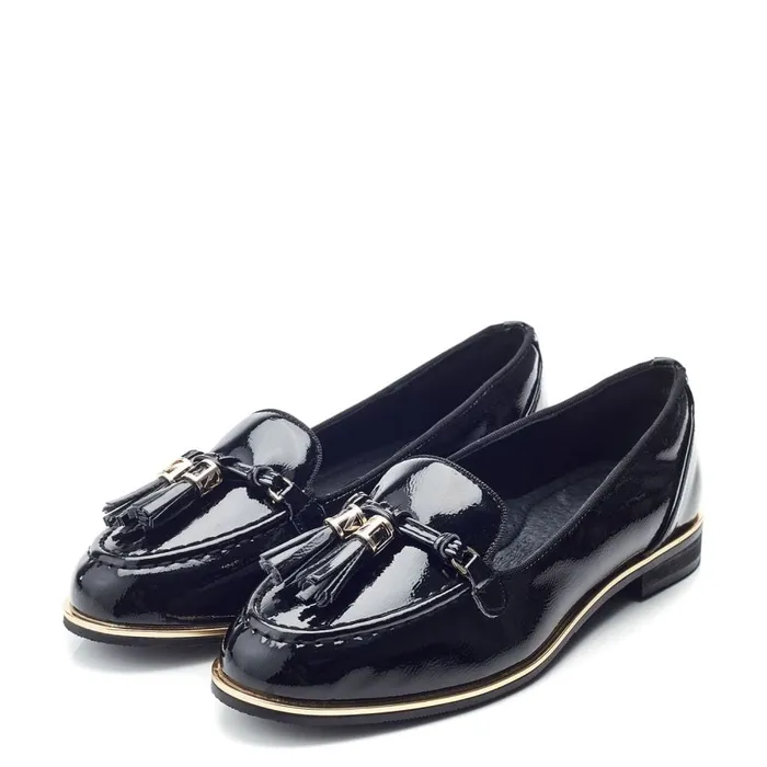 Brogues And Loafers Women Moda In Pelle Evvaa Black Patent