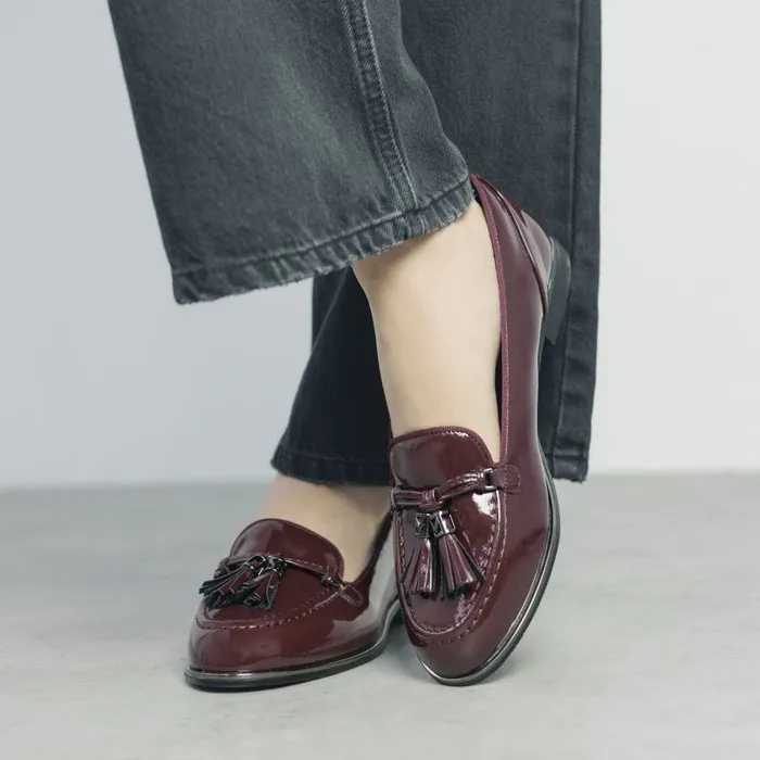 Brogues And Loafers Women Moda In Pelle Evvaa Burgundy Patent