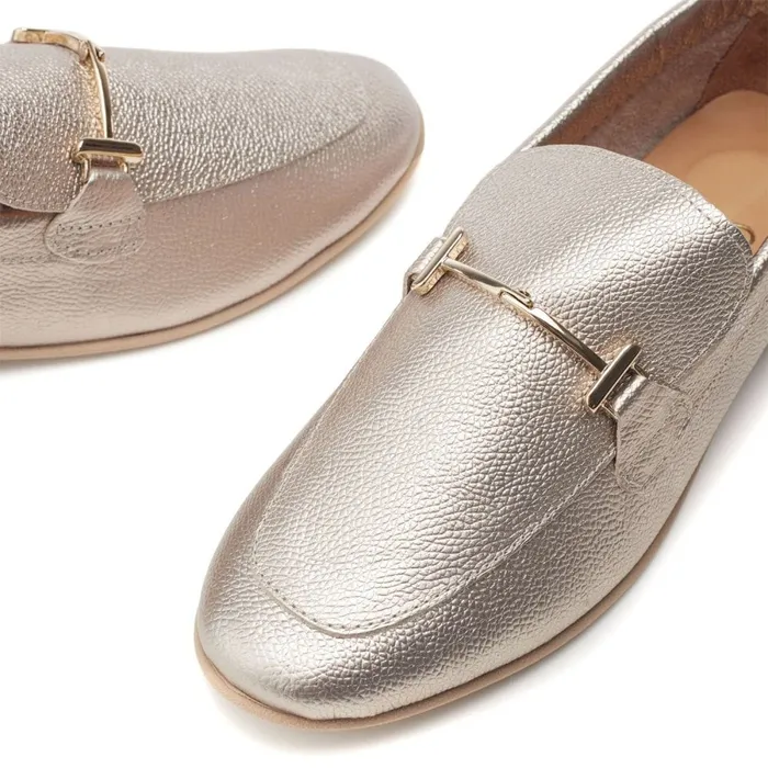Brogues And Loafers Women Moda In Pelle Fayee Champagne Leather