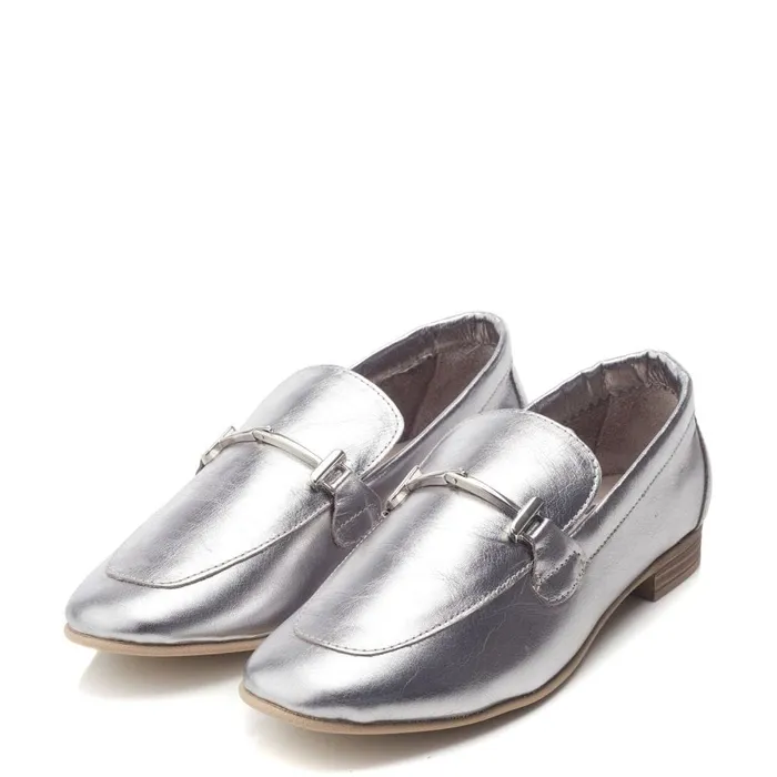 Brogues And Loafers Women Moda In Pelle Fayee Silver Leather
