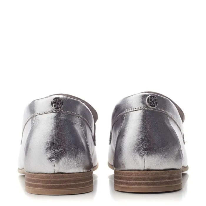 Brogues And Loafers Women Moda In Pelle Fayee Silver Leather