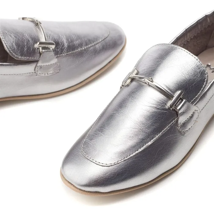 Brogues And Loafers Women Moda In Pelle Fayee Silver Leather