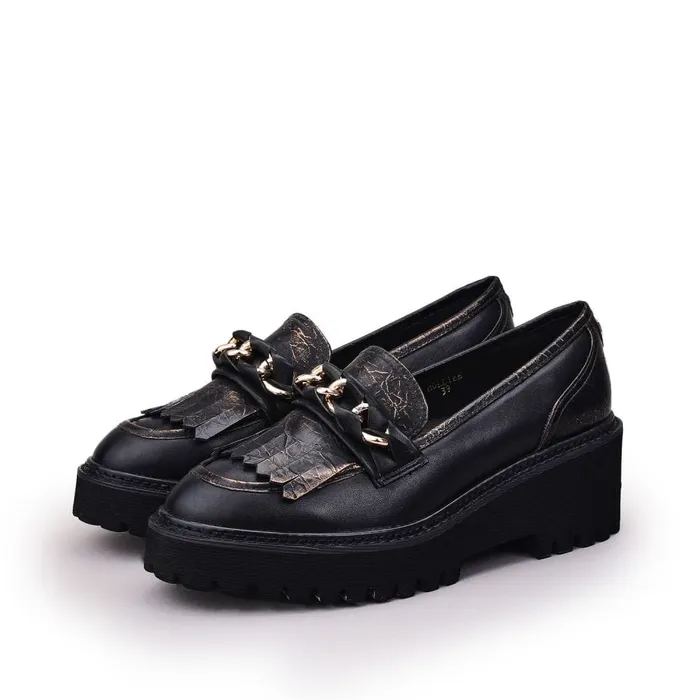 Brogues And Loafers Women Moda In Pelle Holliee Black Leather