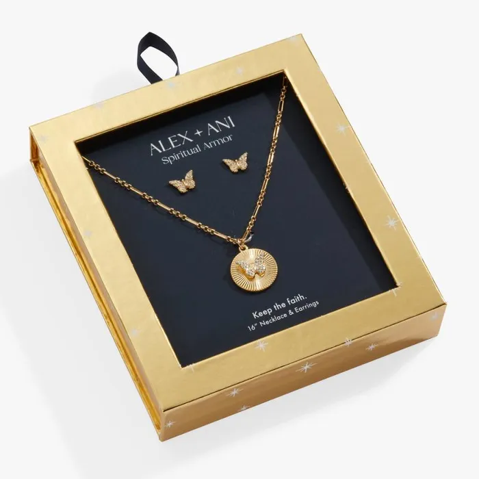 Butterfly Charm Necklace And Stud Earring Gift Set Gold Women Alex And Ani Sympathy In Memory Butterfly Charm Necklace And Stud Earring Gift Set Gold Women Alex And Ani Sympathy In Memory
