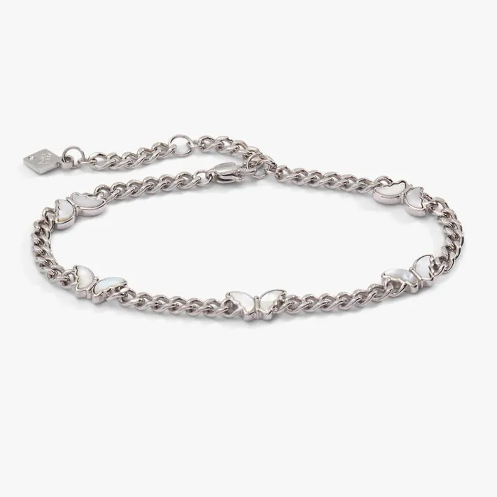 Butterfly Curb Chain Bracelet Stainless Steel Silver Women Alex And Ani Butterfly
