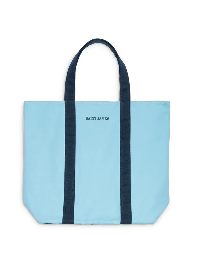 Cabas Reversible Tote Bag 100 Cotton Lightbluepalepink Men Saint James