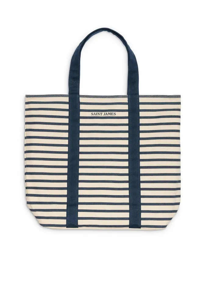 Cabas Reversible Tote Bag 100 Cotton Lightbluepalepink Men Saint James