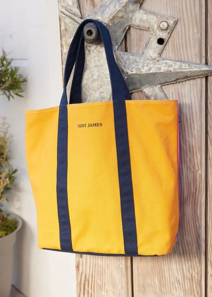 Cabas Reversible Tote Bag 100 Cotton Tangerinepink Women Saint James Bags